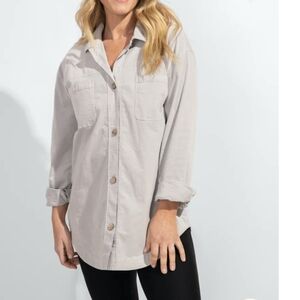 Women's Gray Button-Up Cord Shirt/Shacket Sz.S Ivory NWT HABITAT
